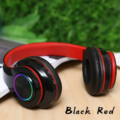 Bluetooth Wireless In-Ear Headset, Wireless Stereo Foldable Headset with Built-In Microphone, Suitable for Travel/Work/Tv/Computer/Mobile Phone-Black (Black/Red)