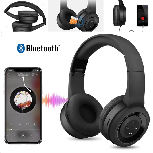 Noise Cancelling Bluetooth Headphones Wireless over Ear Folding Rechargeable Headset with Mic, Tr905，Black