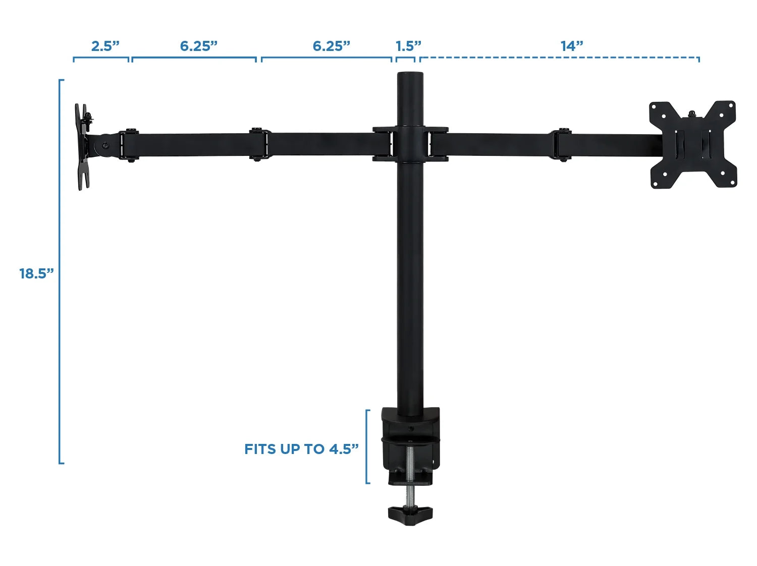 Dual Monitor Desk Mount, 32" Max Screen Size, Full Motion Monitor Stand