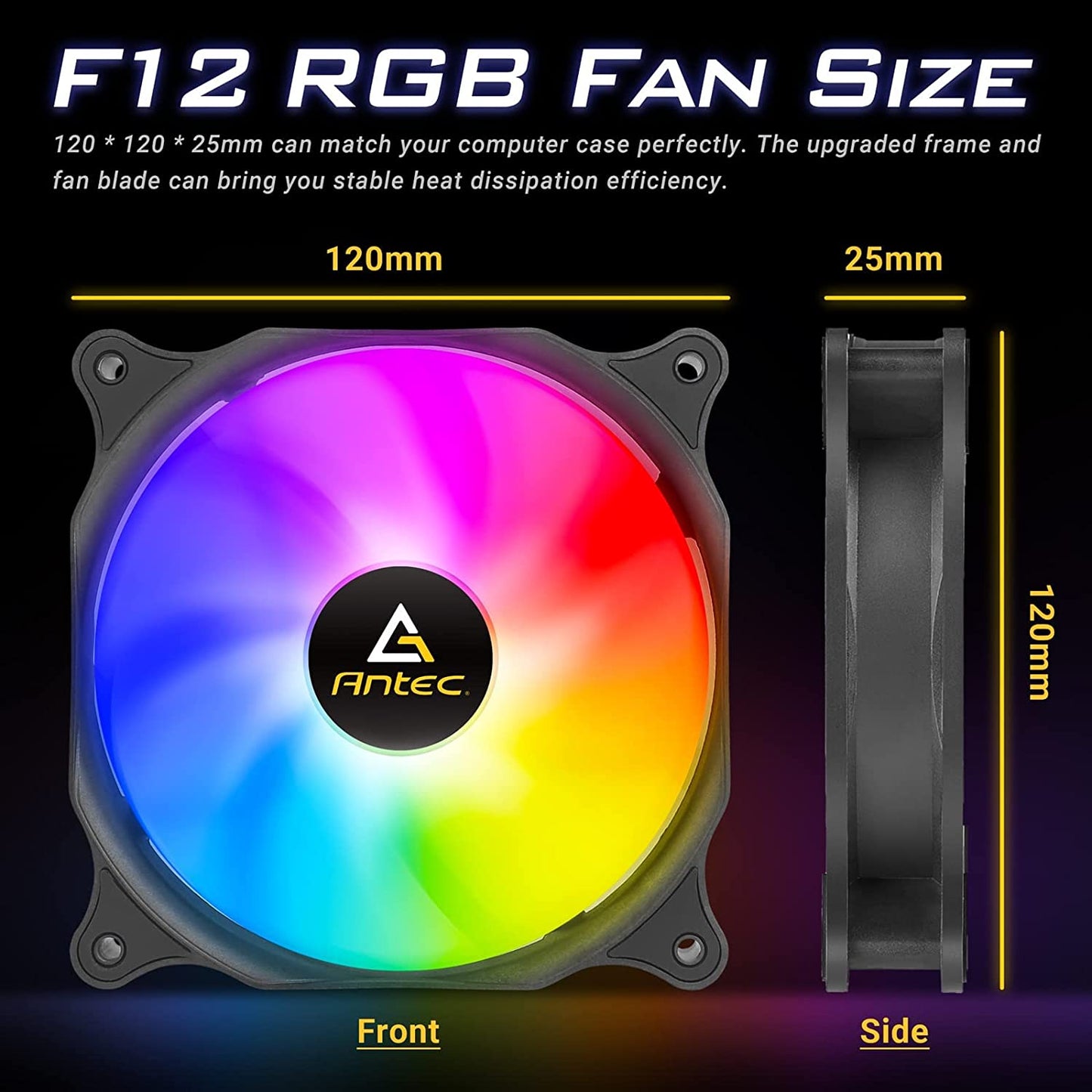 120Mm Case Fan, RGB Case Fans, 5 Packs RGB Fans, PC Fan, 4-PIN RGB, F12 Series